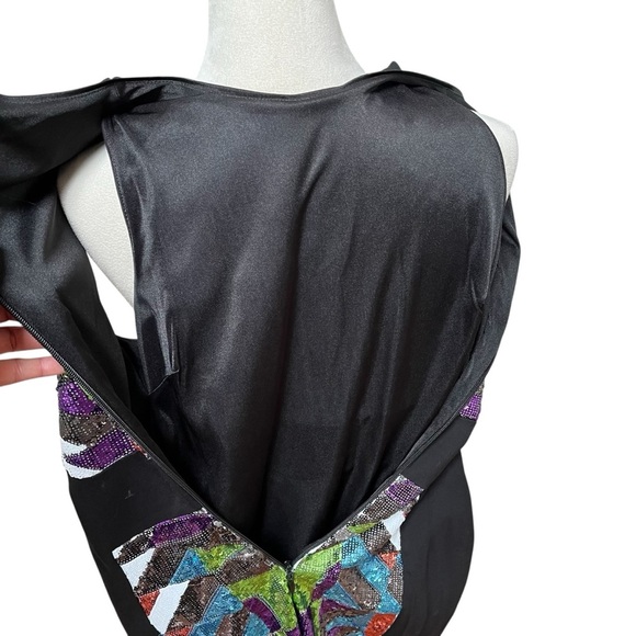 Bebe Black Stretchy Dress Women’s Medium Sequins Back Zipper - Picture 13 of 13